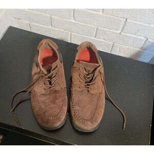 Men's Captain Brown Suede Leather Moc-Toe Oxfords Size 9.5